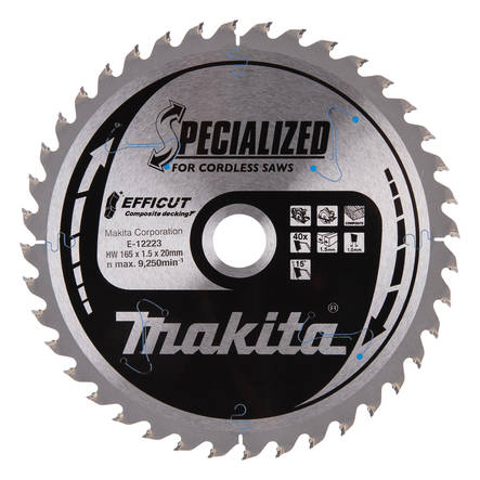 MAKITA Pyörösahanterä 165 x 20 x 1,5 mm, Z-40 komposiittilaudalle E-12223 / E-12158 - Käsipyörösahojen terät - 088381584760 - 3